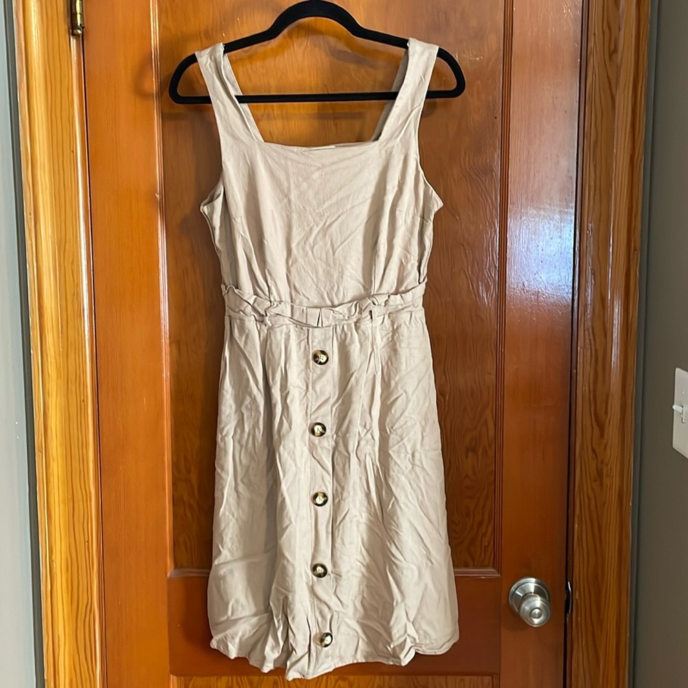 Size Large Tan/Light Brown Dress By Monteau